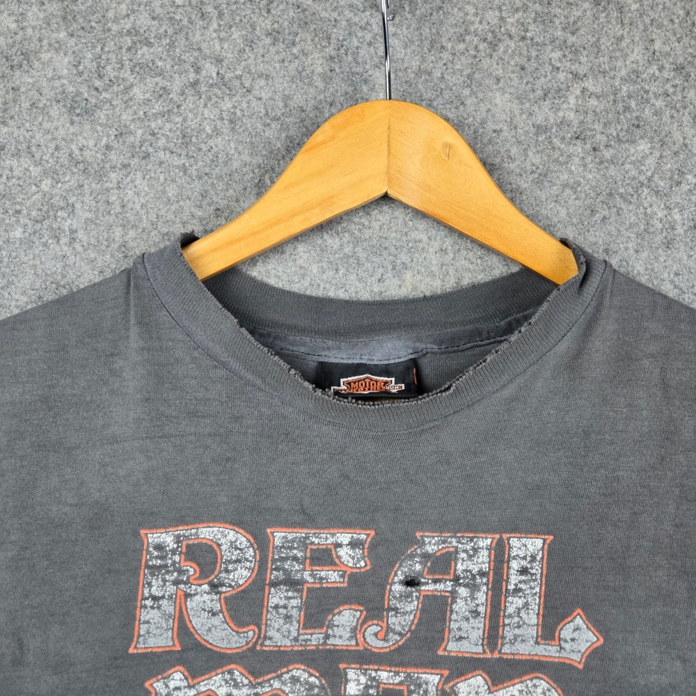 Vtg Harley Davidson Shirt Mens L Faded Black Real Men Wear Black Grunge 90s - Picture 3 of 12